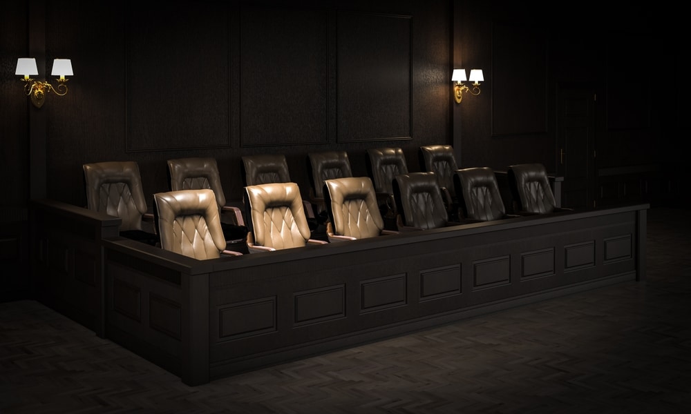 This is a jury box for the ITRC's scam alert on jury duty scams.