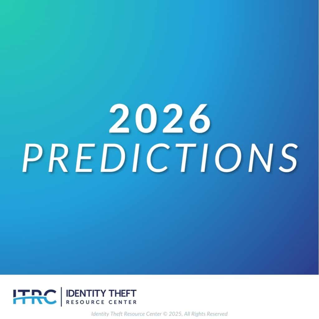 This is the cover photo for the Identity Theft Resource Center 2026 predictions.