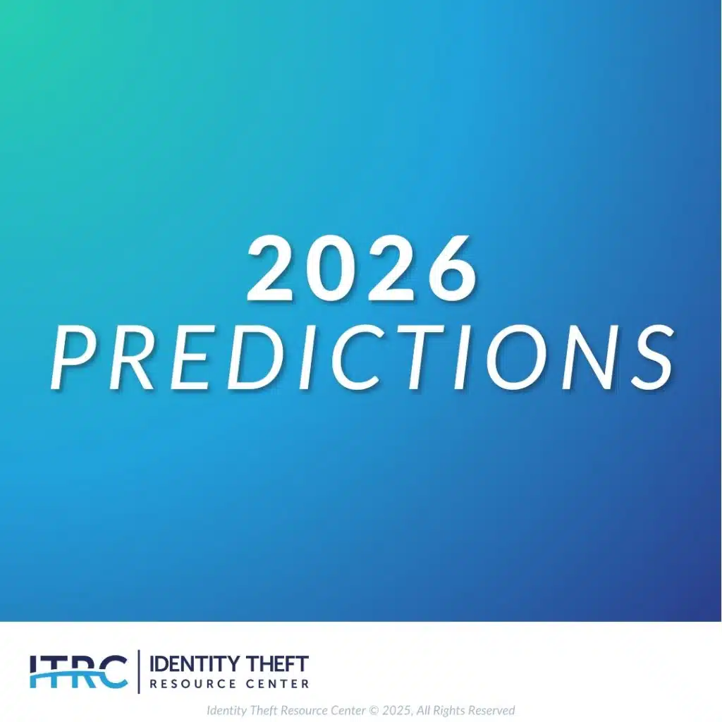 This is the cover photo for the Identity Theft Resource Center 2026 predictions.