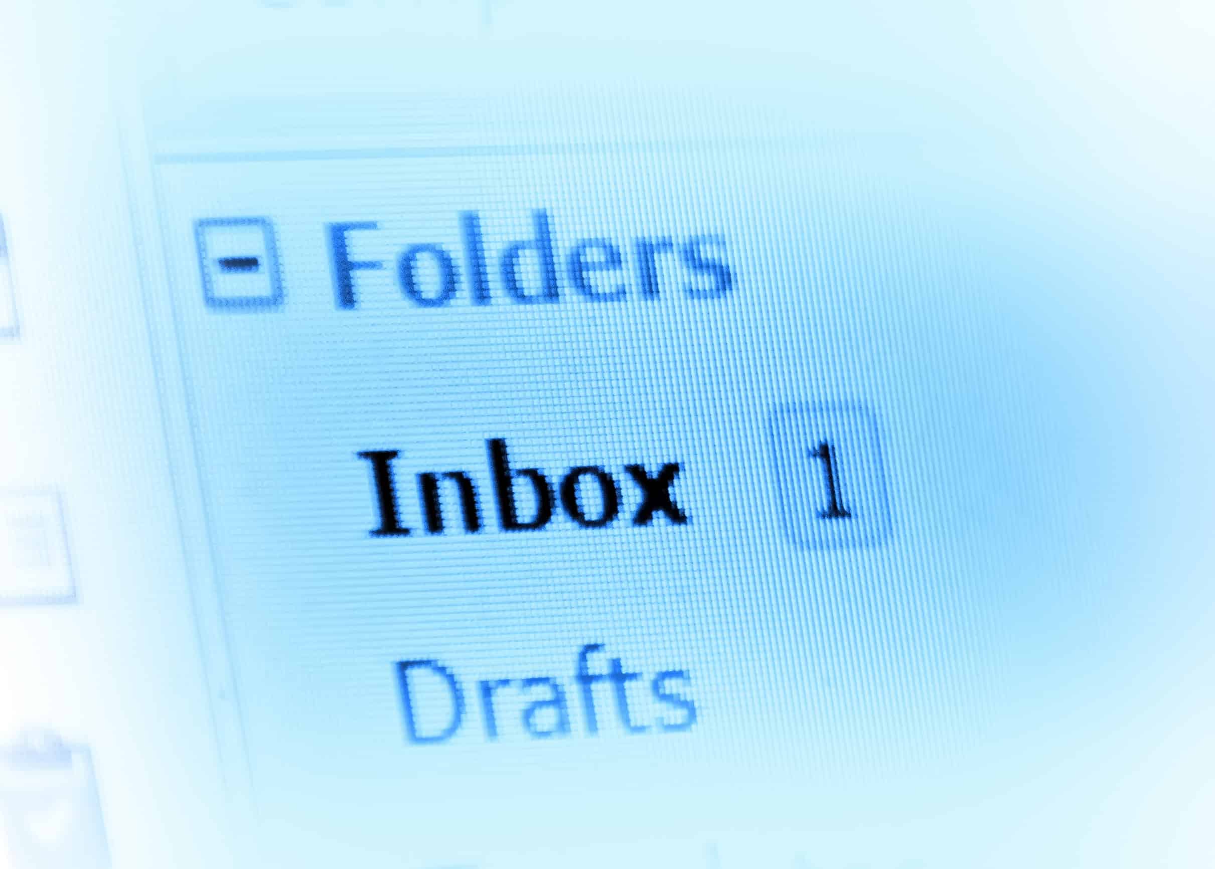 email inbox on monitor screen