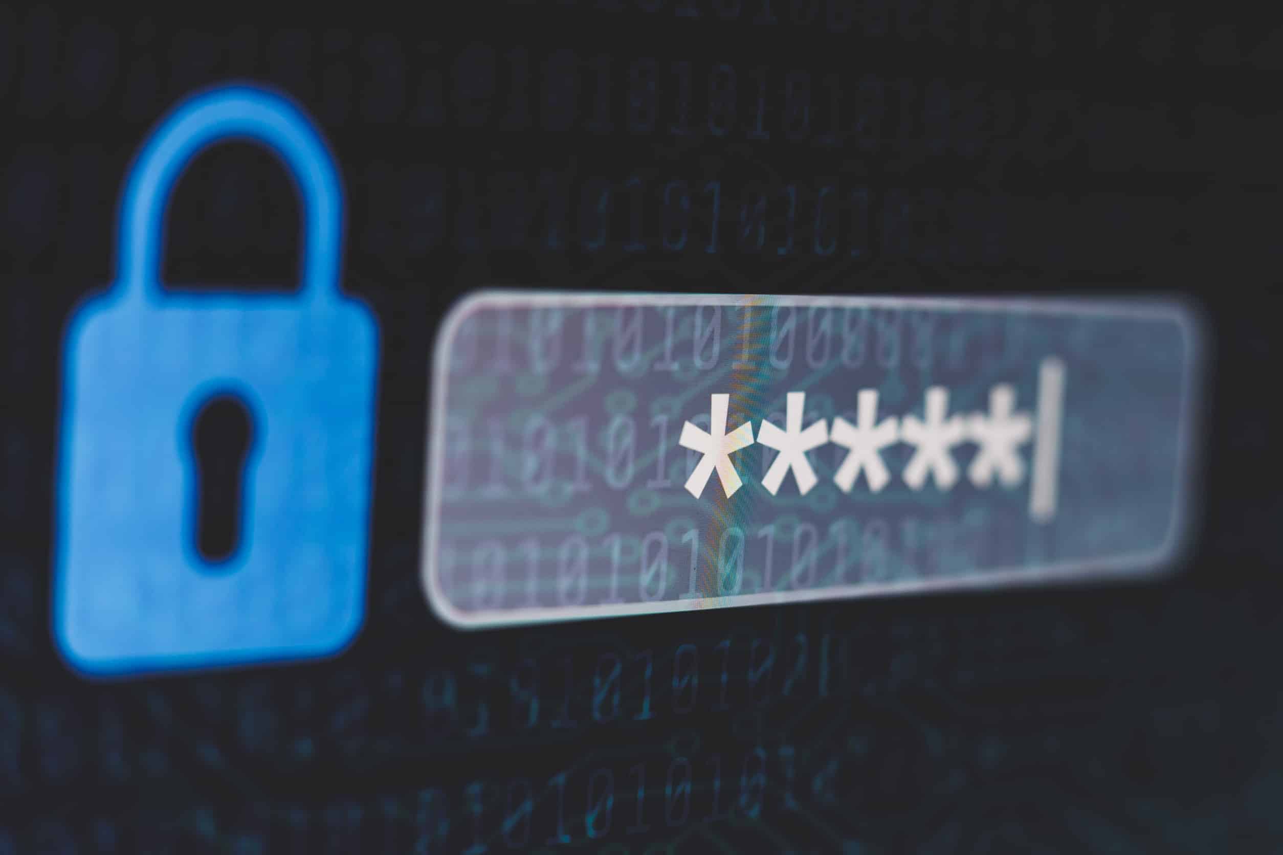 Password field on PC screen.